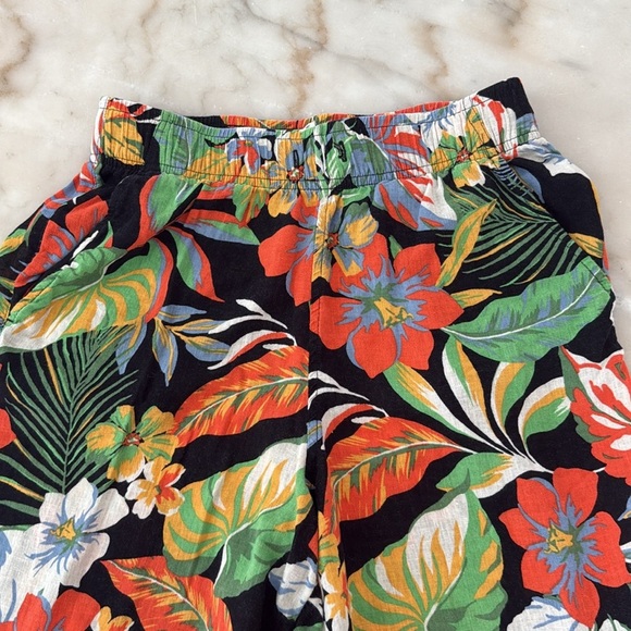C&C California Tropical Floral Print Linen Blend Pants Sz S Multicolor Black - Picture 7 of 11